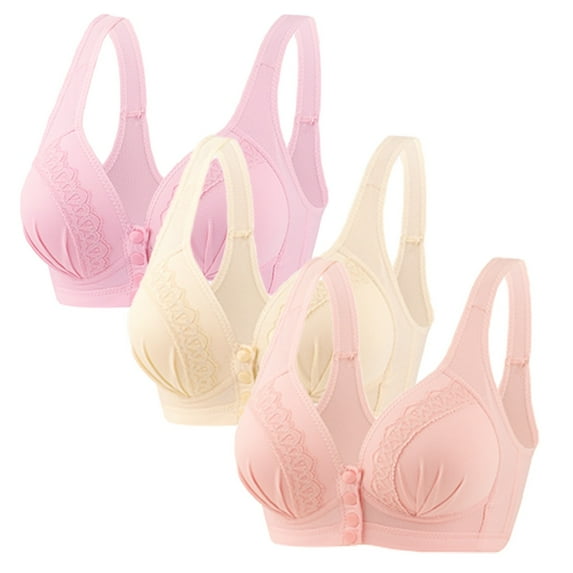 ShomPort 3 Pack Full Coverage Bra for Women Snap Front Closure Breathable Bras Everyday Sleep Bras
