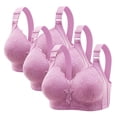 thumbnail image 1 of ShomPort 3PC Older Womens Bras Wireless U-Back Lace Adjustable Straps Solid Color Supportive Comfort Underwear, 1 of 7