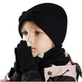 thumbnail image 1 of ShomPort 3PC Set for Little Girls Knitted Beanies Hat Soft Stretchy Scarves Touchscreen Gloves Solid Color Warm Outfits, 1 of 4