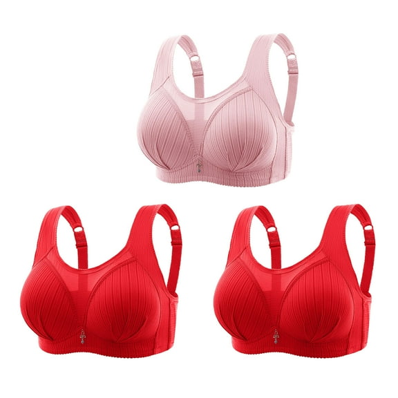 ShomPort 3pc Full Coverage Bras for Women Adjustable Straps Seamless Bra Comfortable Wireless Padded Bra