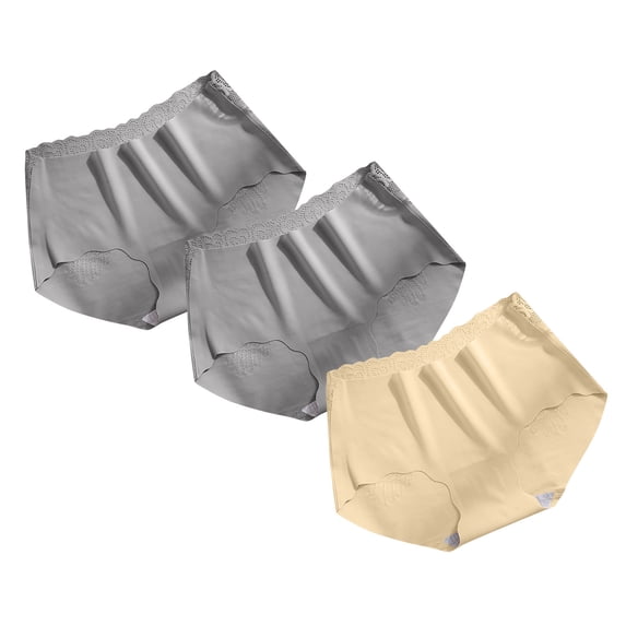 ShomPort 3pcs Underwear for Women Seamless Stretchy Comfortable Hipster Panties Mid Waist Cutout Briefs