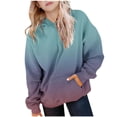thumbnail image 1 of ShomPort 4-14 Years Toddler Children Sweatshirt Gradient Color Hooded Long Sleeve Sport Blouses Trendy Casual Pocket Tops, 1 of 8