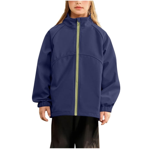 ShomPort 4-16 Years Waterproof Jackets for Girls Long Sleeve Zip Up Elastic Cuff Coats Athletic Climbing Hiking Cozy Overcoats