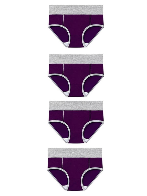 4 Pack Cotton Panties for Women Plus Size Comfortable Underwear Color Block Hipster Briefs M-5X