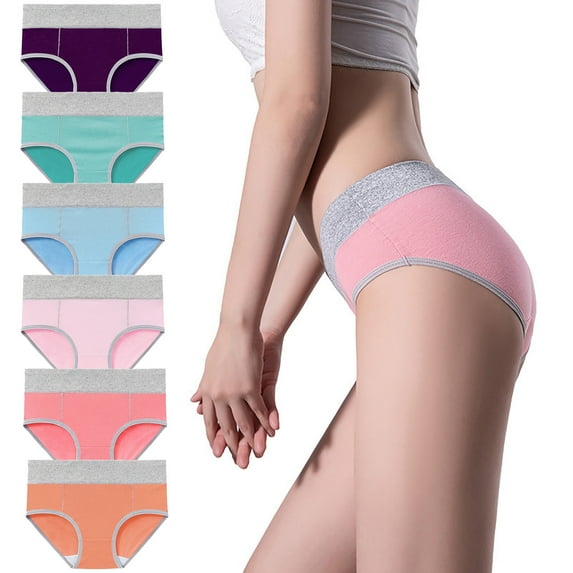 ShomPort 6 Pack Seamless Underwear for Women Cotton Plus Size Panties Mid Waist Comfortable Soft Briefs M-5XL