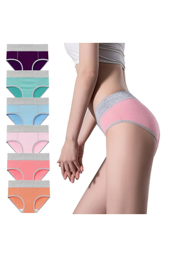 6 Pack Seamless Underwear for Women Cotton Plus Size Panties Mid Waist Comfortable Soft Briefs M-5XL