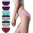 thumbnail image 1 of ShomPort 6 Pack Seamless Underwear for Women Cotton Plus Size Panties Mid Waist Comfortable Soft Briefs M-5XL, 1 of 2