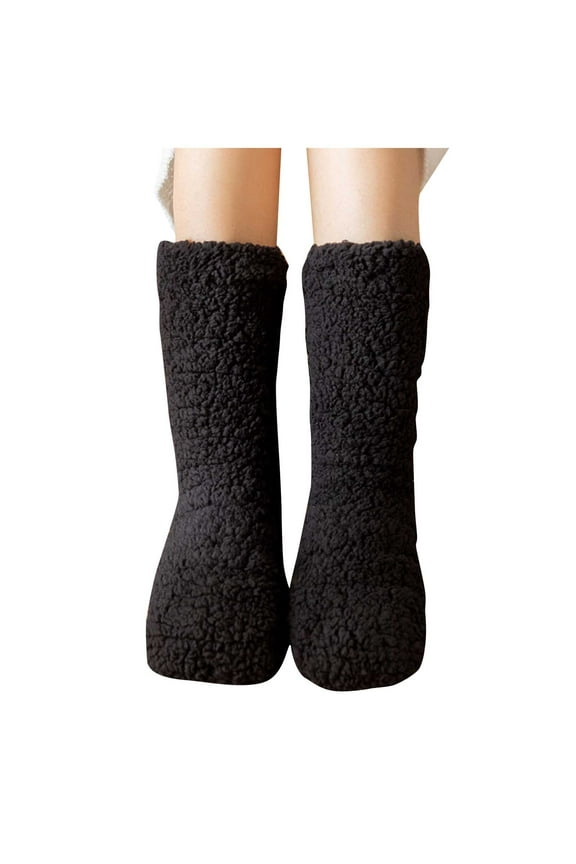 6PCS Women's Fuzzy Slipper Socks, Cozy Warm Winter Soft Sock Thick Fleece Lined Comfy Non Slip Home Socks
