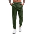 thumbnail image 1 of ShomPort Ankle Length Sweatpants for Mens Drawstring Plaid Pattern Elastic Waist Trendy Pants Textured Solid Color Workout Trousers, 1 of 5