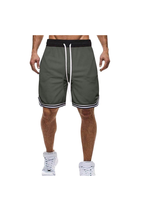 Athletic Shorts for Mens Big and Tall Stripe Pattern Drawstring Soft Stretchy Pants Running Basketball Comfy Activewear