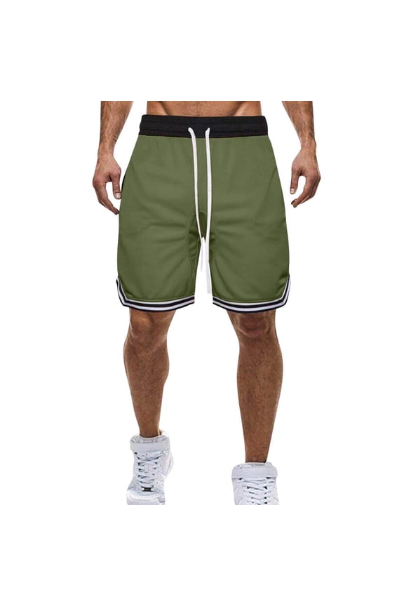Athletic Shorts for Mens Big and Tall Stripe Pattern Drawstring Soft Stretchy Pants Running Basketball Comfy Activewear