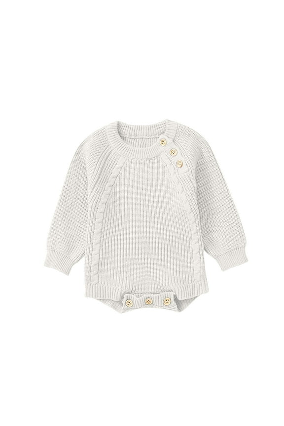 Baby Boy Girl Sweater Long Sleeve Crewneck Knitted Romper Newborn Winter Warm Bodysuit