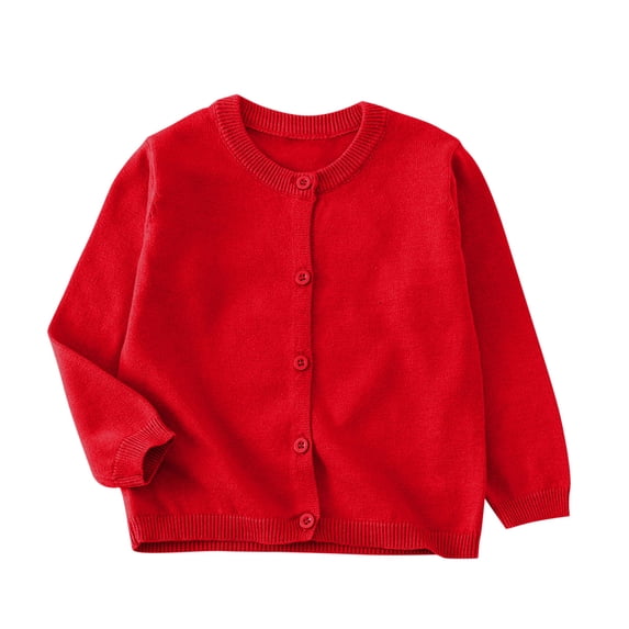 ShomPort Baby Boys Girls Knitted Cardigan Sweaters Long Sleeve Round Collared Blouses Casual Button School Uniform Clothes