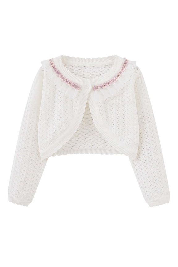 Baby Girls Solid Color Elegant Cardigan Long Sleeve Knit Dress Cover Up Kids Spring Fall Cute Sweaters