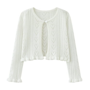 ShomPort Baby Girls Solid Color Single-Button Cardigan Long Sleeve Knit Dress Cover Up Kids Spring Fall Cute Sweaters