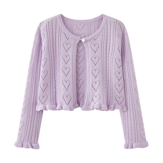 ShomPort Baby Girls Solid Color Single-Button Cardigan Long Sleeve Knit Dress Cover Up Kids Spring Fall Cute Sweaters