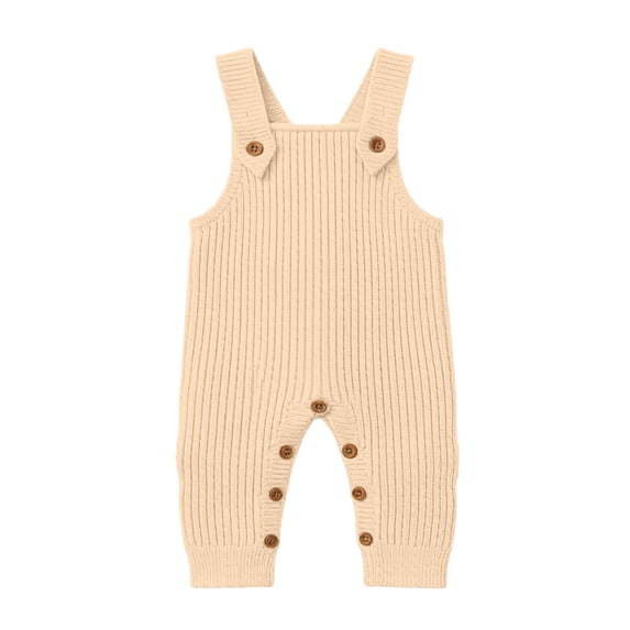 ShomPort Babys Knit Overalls Sleeveless Jumpsuit Stretchy Warm Solid Color Sweater Bodysuit 3-36 Months