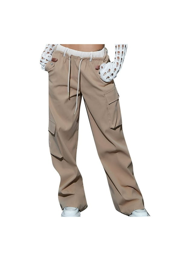 Baggy Cargo Pants for Women Drawstring Elastic High Waist Cargo Pants Multiple Pockets Jogger Pants