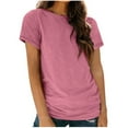 thumbnail image 1 of ShomPort Basic Tops for Woman Summer Comfy Round Neck T-Shirts Solid Color Short Sleeve Blouses, 1 of 4