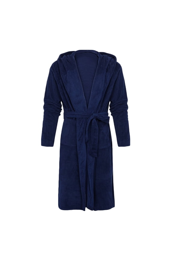 Big and Tall Fleece Pajama for Mens Open Front Long Sleeve Hooded Sleepwear with Pockets Winter Thermal Soft Bathrobes