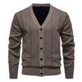thumbnail image 1 of ShomPort Big and Talls Mens Cardigans V-Neck Ribbed Long Sleeve Button Knitted Sweaters Textured Business Casual Trendy Daily Coat, 1 of 4