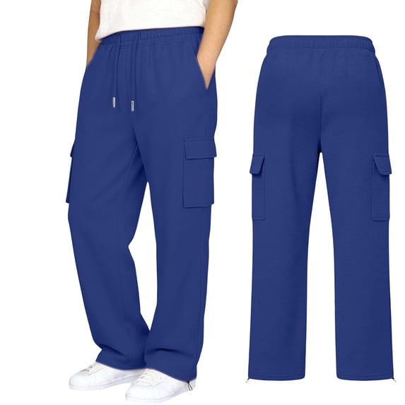 ShomPort Boys Cargo Pants Elastic Waist Drawstring Straight Leg Cargo Sweatpants with Pockets Casual Kids Uniform Pant