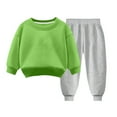 thumbnail image 1 of ShomPort Boys Girl Solid Color Outfit Sweatsuit Crewneck Sweatshirt Sweatpants Set Fall Winter Clothes 2 PCS, 1 of 1