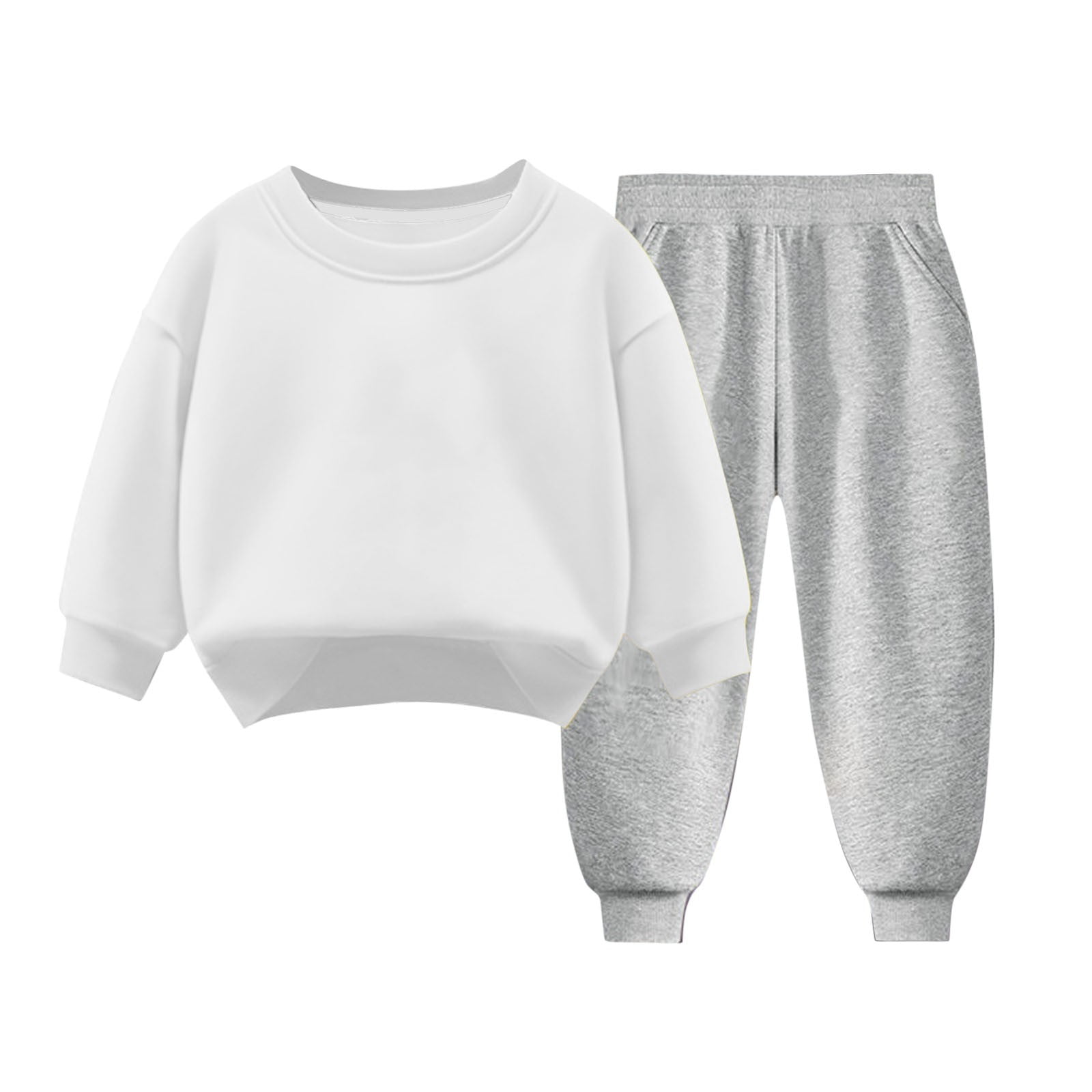 ShomPort Boys Girl Solid Color Outfit Sweatsuit Crewneck Sweatshirt Sweatpants Set Fall Winter Clothes 2 PCS
