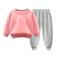 thumbnail image 1 of ShomPort Boys Girl Solid Color Outfit Sweatsuit Crewneck Sweatshirt Sweatpants Set Fall Winter Clothes 2 PCS, 1 of 1