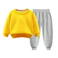 thumbnail image 1 of ShomPort Boys Girl Solid Color Outfit Sweatsuit Crewneck Sweatshirt Sweatpants Set Fall Winter Clothes 2 PCS, 1 of 1