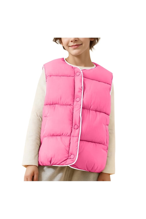 Boys Girls Down Vest Warm Winter Lightweight Buttons Sleeveless Coat 2-10 Years