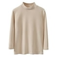 thumbnail image 1 of ShomPort Boys Girls Fall Long Sleeve Tops Comfy Soft Mock Neck Solid Color Base Layer Undershirt Kids, 1 of 2