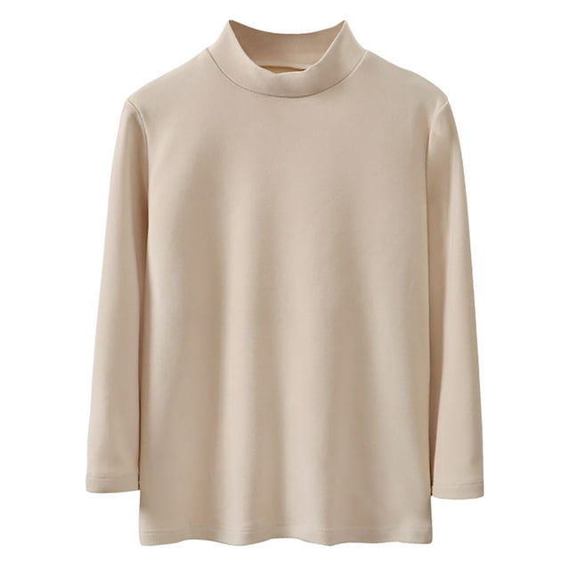 ShomPort Boys Girls Fall Long Sleeve Tops Comfy Soft Mock Neck Solid Color Base Layer Undershirt Kids
