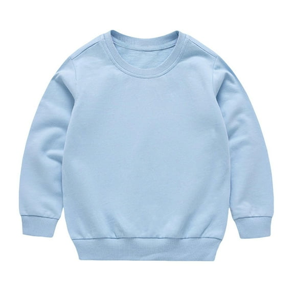 ShomPort Boys Girls Long Sleeve Sweatshirts Cotton Round Neck Oversized Tee Tops Casual Solid Color Lightweight Baby Clothes