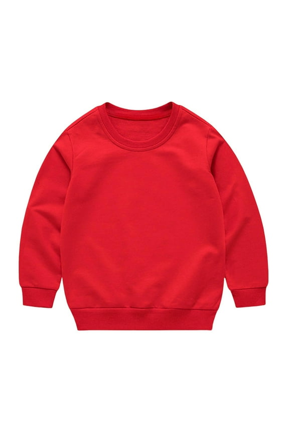 Boys Girls Long Sleeve Sweatshirts Cotton Round Neck Oversized Tee Tops Casual Solid Color Lightweight Baby Clothes