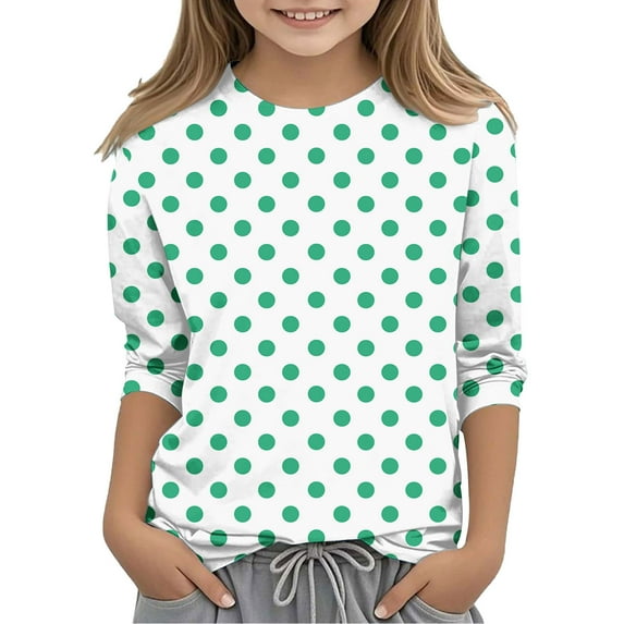 ShomPort Boys Girls Quarter Sleeve T-Shirts Crewneck Polka Dot Print Loose Blouses Pullover Thin Base Layer Tops for Toddler