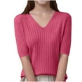 thumbnail image 1 of ShomPort Boys Girls Undershirts V-Neck Short Sleeve Knitted Solid Color Basic Tees Blouses Comfort Fall Winter Basic Layer Tops, 1 of 3