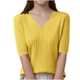 thumbnail image 1 of ShomPort Boys Girls Undershirts V-Neck Short Sleeve Knitted Solid Color Basic Tees Blouses Comfort Fall Winter Basic Layer Tops, 1 of 3