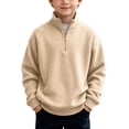 thumbnail image 1 of ShomPort Boys Quarter Zip Sweaters Knit Textured Sweatshirts Long Sleeve Trendy Winter Fall Tops 3-14 Years, 1 of 7