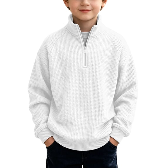 ShomPort Boys Quarter Zip Sweaters Knit Textured Sweatshirts Long Sleeve Trendy Winter Fall Tops 3-14 Years