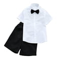 thumbnail image 1 of ShomPort Boys School Uniform Outfits Pull on Flat Front Shorts Short Sleeve Button down Shirt with Tie 3-14 Years, 1 of 7