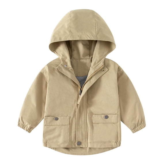 ShomPort Boys Windbreaker Coat Zip up Button Front Hooded with Pockets Outdoor Casual Warm Jackets for 2-10 Years