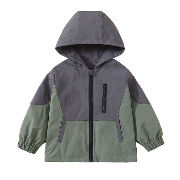 ShomPort Boys Windbreaker Jackets Color Block Zip up Hooded with Pockets Casual Warm Outdoor Athletic Coat