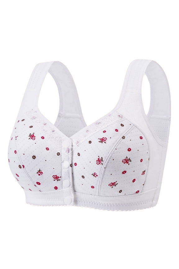 Bras for Womens Floral Pattern Front Closure Wireless Stretchy Push Up Lightweight Daily Underwear