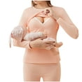 thumbnail image 1 of ShomPort Breastfeeding Pregnant T-Shirts Double Layer Long Sleeve Solid Color Cotton Homewear Comfy Round Collar Blouses, 1 of 4