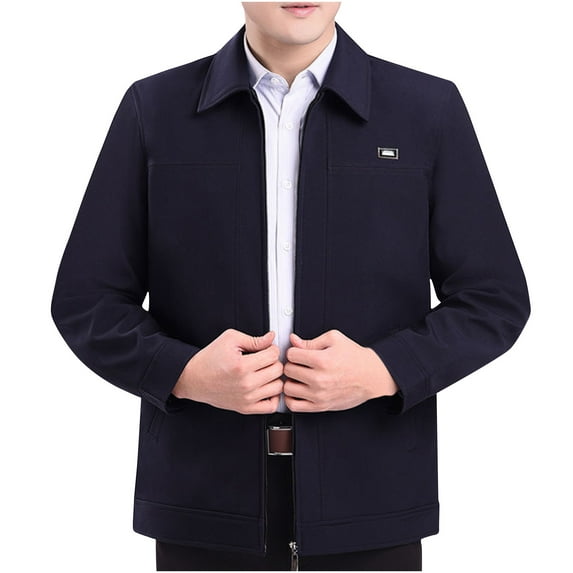 ShomPort Business Casual Jackets for Mens Turn Down Long Sleeve Zip Up Lightweight Dressy Coats Office Solid Color Outwear