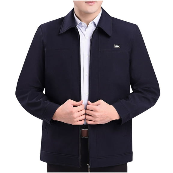 ShomPort Business Casual Jackets for Mens Turn Down Long Sleeve Zip Up Lightweight Dressy Coats Office Solid Color Outwear