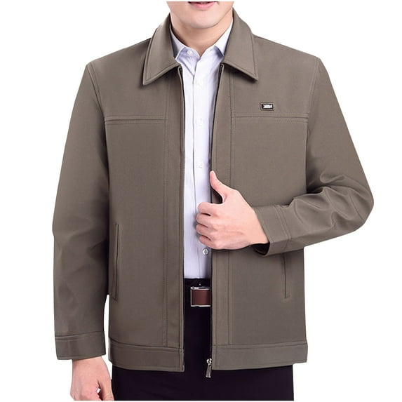 ShomPort Business Casual Jackets for Mens Turn Down Long Sleeve Zip Up Lightweight Dressy Coats Office Solid Color Outwear