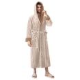 thumbnail image 1 of ShomPort Cable Knit Bathrobes for Mens Fleece Long Sleeve Tie Front Solid Color Sleepwear Winter Winter Warm Robes with Pockets, 1 of 6