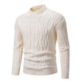 ShomPort Cable Knit Sweater for Men Crew Neck Fall Sweater Solid Color ...